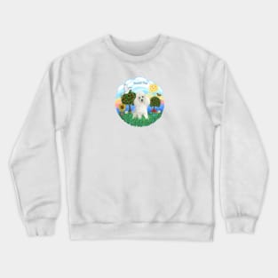 "Happy Day" White Toy Poodle Crewneck Sweatshirt